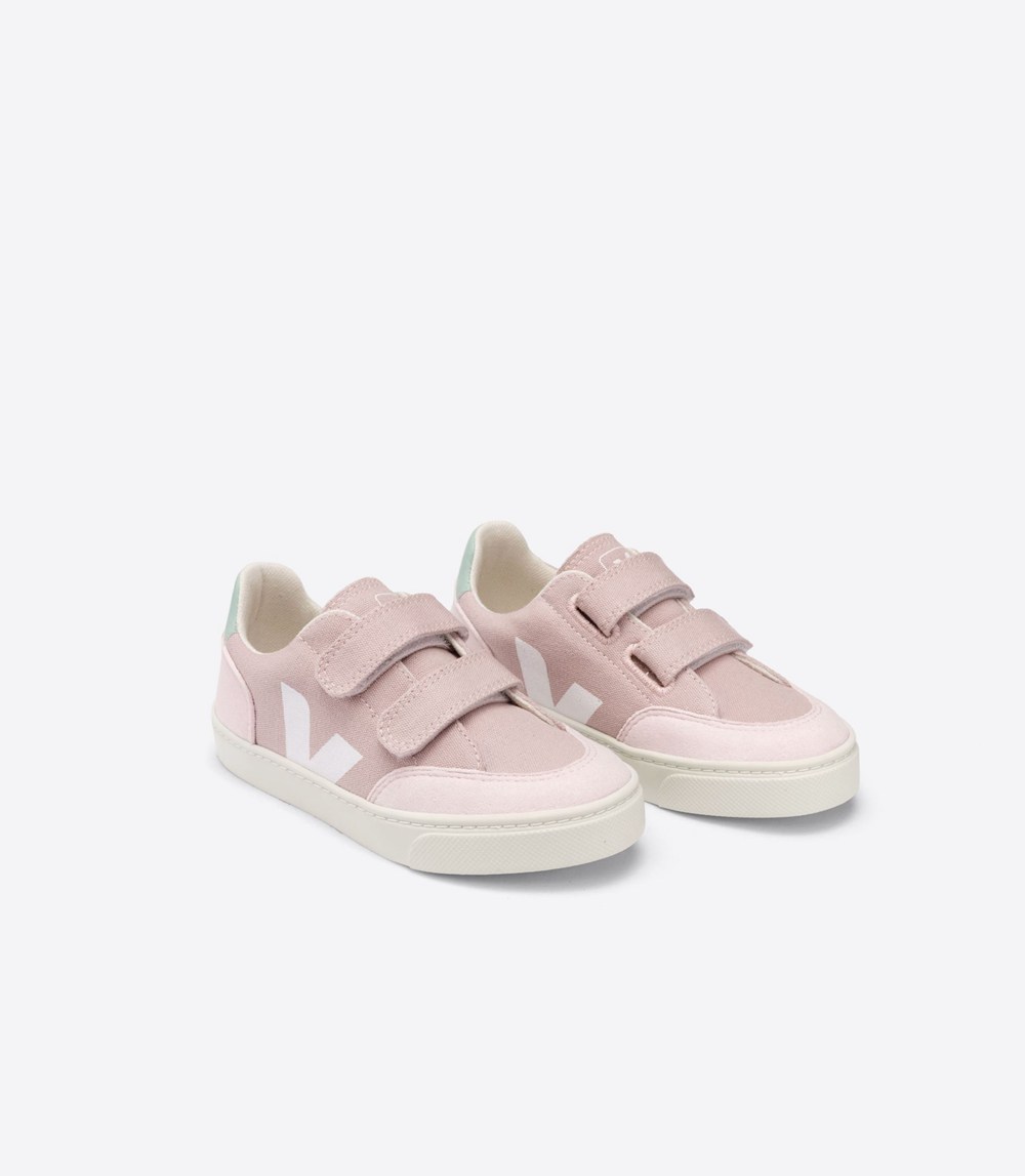 Veja Trainers Kids Pink/White - V-12 Velcro Canvas - DFXN-90673